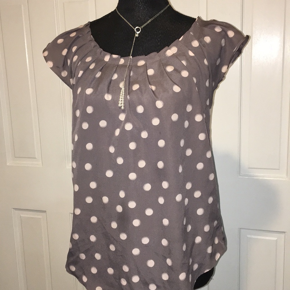Super Cute Grey Polkadot Blouse